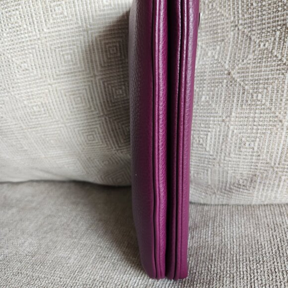 COACH Double zip crossbody pebble leather Deep Berry/purple EUC travel - Picture 11 of 14